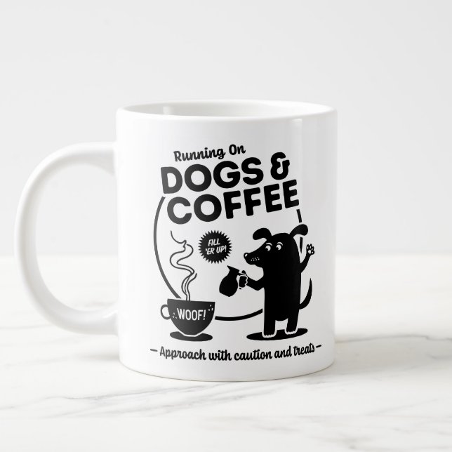 Caneca De Café Grande Running on Dogs and Coffee (Esquerda)