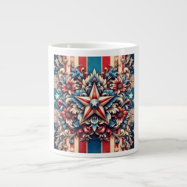 Caneca De Café Grande rústico/vintage EUA/patriótico (Frente)
