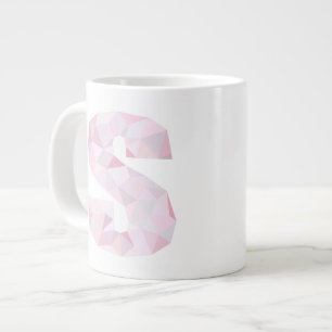Caneca De Café Grande S - Triângulos Poly Baixo - Cinzas Púrpura Rosa