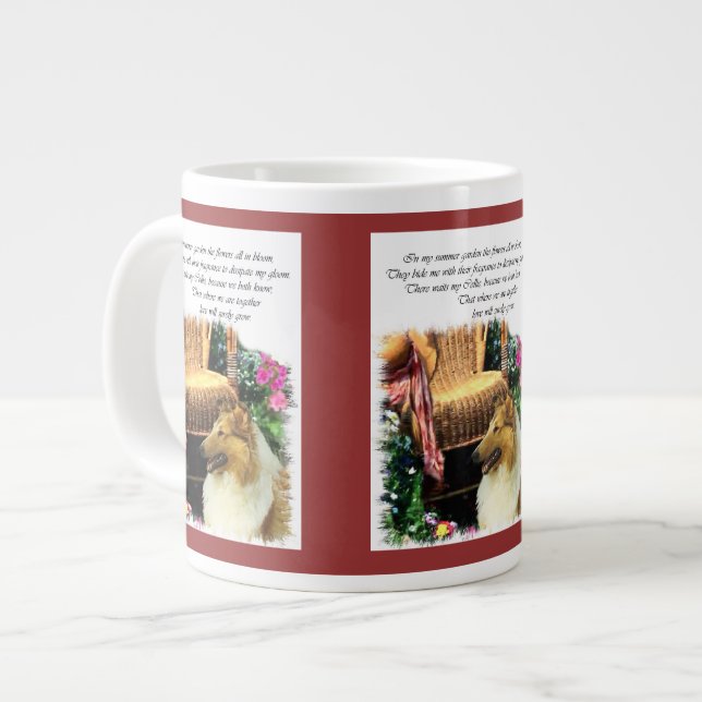 Caneca De Café Grande Sable Rough Collie Art Gifts (Frente Esquerda)