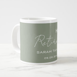 Caneca De Café Grande Sage Verde Moderno Feliz Aposentadoria Personaliza