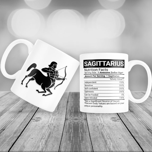 Caneca De Café Grande Sagitário Sinal Zodiac com Fatos Nutricionais, (Criador carregado)