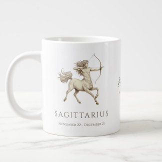 Caneca De Café Grande Sagitário Zodiac Nome Personalizado & Data de Nasc