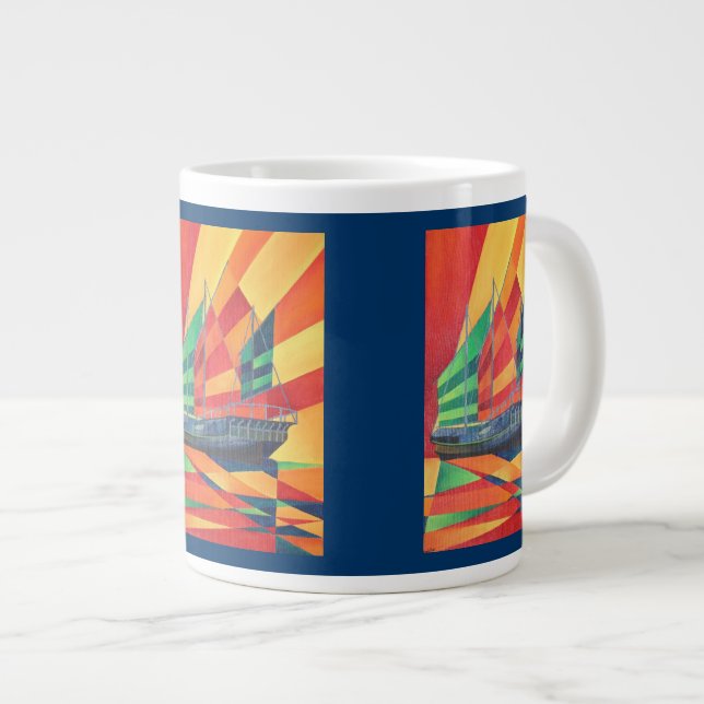 Caneca De Café Grande Sail Away Junk Pleasure Boat (Frente Esquerda)