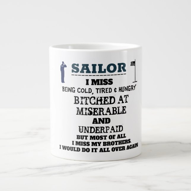 CANECA DE CAFÉ GRANDE SAILOR - SINTO FRIO, CANSADO E COM FOME (Frente)