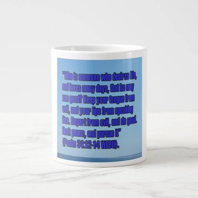 Caneca De Café Grande Salmo 34:12-14 WEBU Mug (Frente)