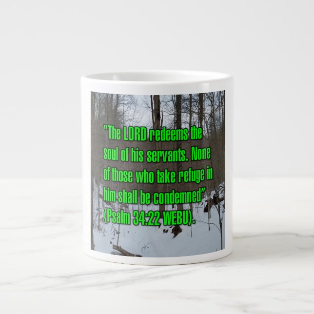 Caneca De Café Grande Salmo 34:22 WEBU Mug (Frente)