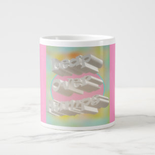 Caneca De Café Grande Salto sobre os pastéis de design de arte e branco