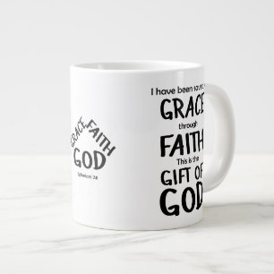 Caneca De Café Grande Salvo por Grace Através De Faith Black Ephesianos