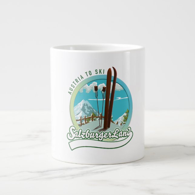 Caneca De Café Grande Salzburgerland Austrian Ski (Frente)