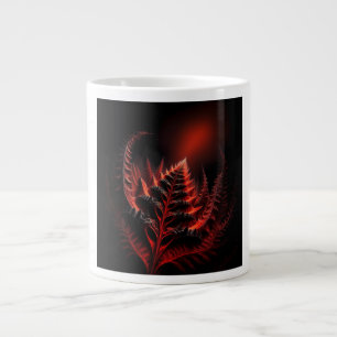 Caneca De Café Grande Samambaia Vermelha Como Fractal Estendendo-se Para