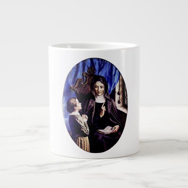 Caneca De Café Grande Santa Ângela Merici Padroeira dos Educadores e  (Frente)