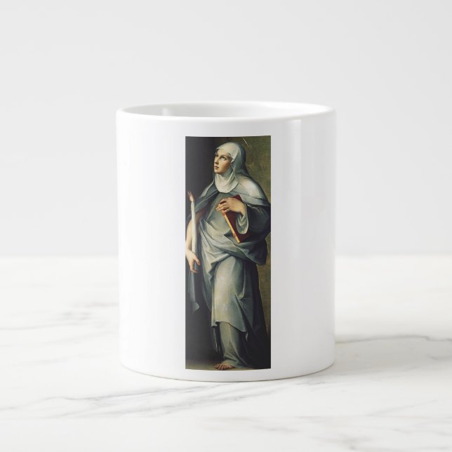 Caneca De Café Grande Santa Brígida da Suécia Mística Medieval (Frente)