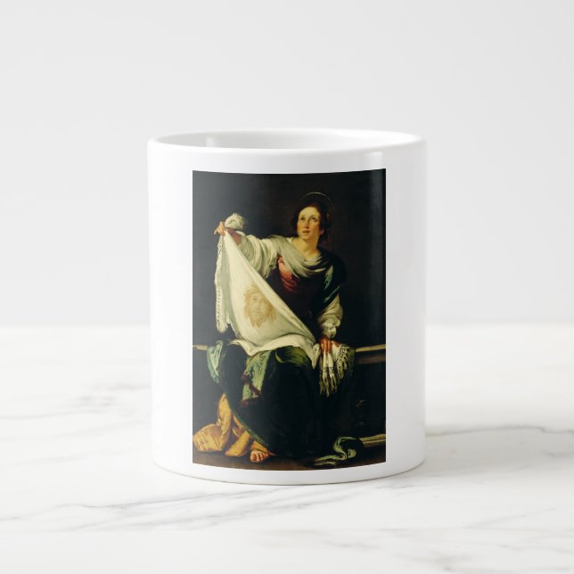 Caneca De Café Grande Santa Verônica Arte O Milagre do Santo Rosto (Frente)