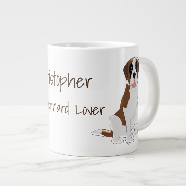Caneca De Café Grande Santo Bernard Design Personalizado (Frente Esquerda)