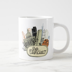Caneca De Café Grande São Francisco Desenhado à Mão