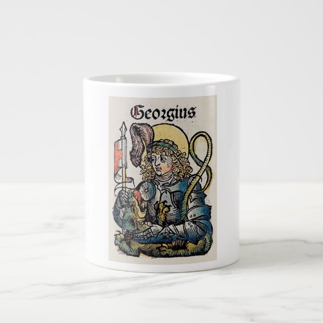 Caneca De Café Grande São Jorge da Crônica de Nuremberg (Frente)