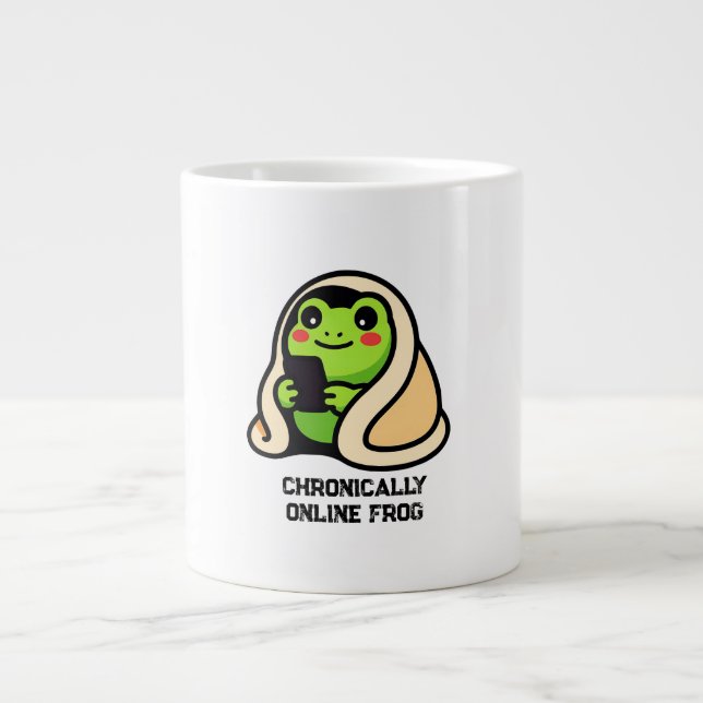 Caneca De Café Grande Sapo engraçado meme online cronicamente (Frente)