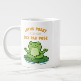 Caneca De Café Grande Sapo Engraçado Yoga Cartoon Lotus Lily Pad Design