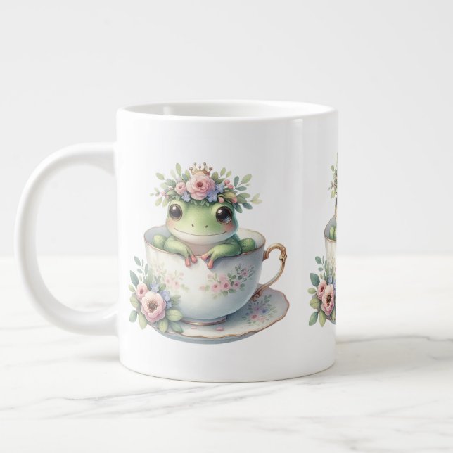 Caneca De Café Grande Sapo Whimsical em Floral Teacup (Esquerda)