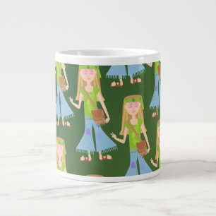 Caneca De Café Grande Sassy Groovy Hippie Girl Vintage Arte