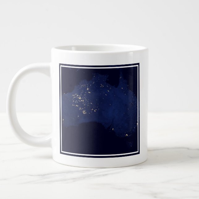 Caneca De Café Grande Satélite As Luzes Noturnas Da Austrália. (Esquerda)