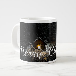 Caneca De Café Grande Saudações de Natal com Casa de Bruxa