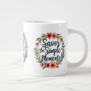 Caneca De Café Grande Savor the Simple Moments Boho Floral Cote