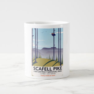 Caneca De Café Grande Scafell Pike, Cúmbria, Cartaz de viagem vintage