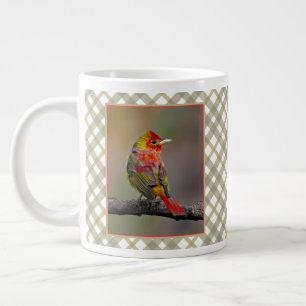 Caneca De Café Grande Scarlet Tanager Molting - Fotografia original