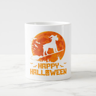 Caneca De Café Grande Schnauzer Bruxo Broomstick Halloween Gift