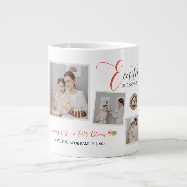Caneca De Café Grande Script 3 de Bênçãos de Páscoa Elegante Moderno (Frente)