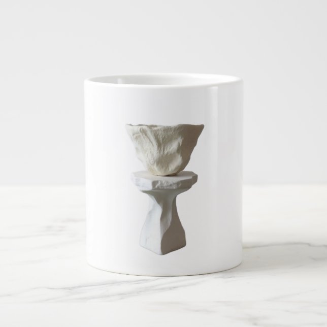 Caneca De Café Grande Sculptural Plaster Pedestal Raw Hand-Formed Brutal (Frente)