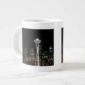 Caneca De Café Grande Seattle Skyline à noite, com Agulha Espacial.