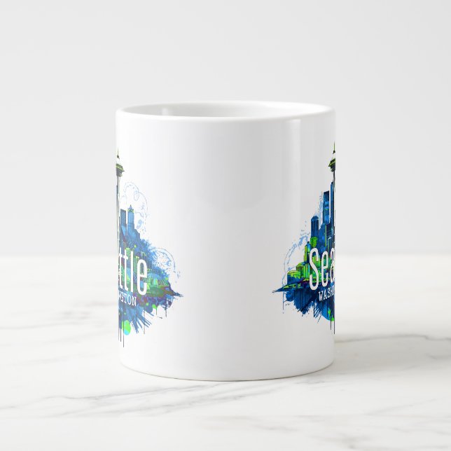 Caneca De Café Grande Seattle Skyline Stroke (Frente)
