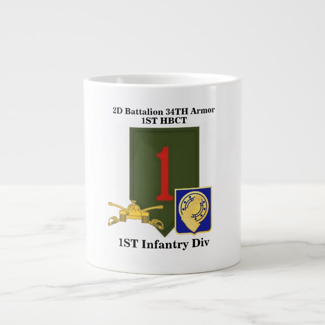 Caneca De Café Grande segundo Bn 34th Armor 1rua div Jumbo Mug (Frente)