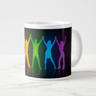 Caneca De Café Grande Seis silhuetas em pé de Slipperyjoe com braços lev