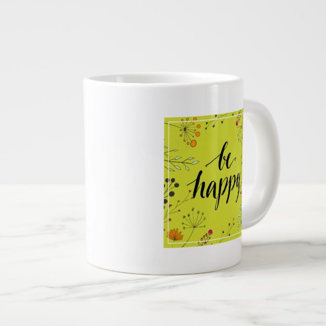 Caneca De Café Grande Seja feliz 5 (Frente Esquerda)