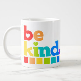 Caneca De Café Grande Seja gentil slogan de texto gráfico de arco-íris c
