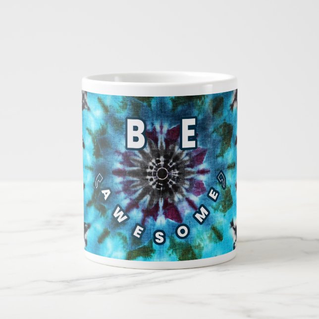 Caneca De Café Grande Seja Incrível Tie Dye Design (Frente)