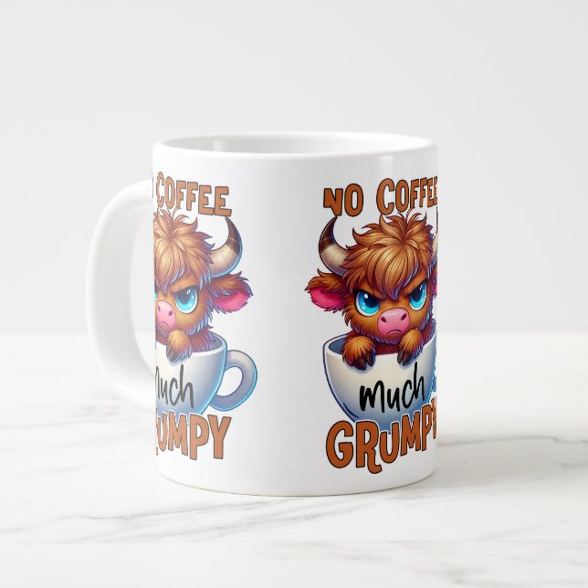 Caneca De Café Grande Sem Café Muito Mal-Humorado  (Frente Esquerda)