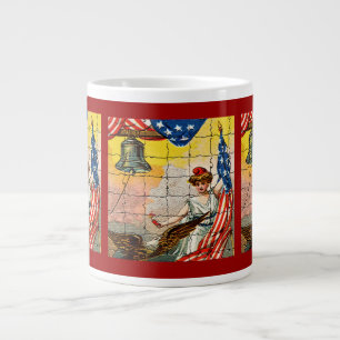 Caneca De Café Grande Senhora Vintage, Águia, Bandeira e Mosiac da Liber