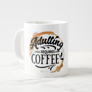 CANECA DE CAFÉ GRANDE SER ADULTO EXIGE CAFÉ - AMOR POR CAFÉ