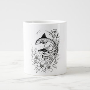 Caneca De Café Grande Serene Koi Pond Jumbo Mug Design