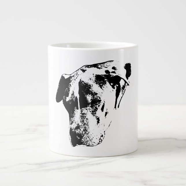 Caneca De Café Grande Serene Sun-Squint — Pitbull Mix Portrait (Frente)
