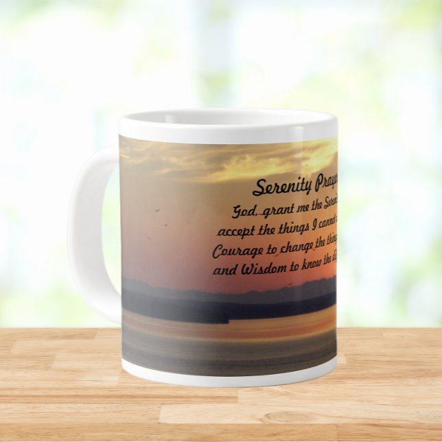 Caneca De Café Grande Serenity Prayer Orange Seascape Sunset (In Situ)
