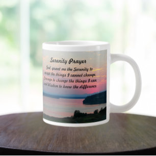 Caneca De Café Grande Serenity Prayer Pink Seascape Foto Sunset