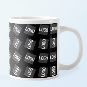 Caneca De Café Grande Seu Logotipo   Padrão Geométrico Único