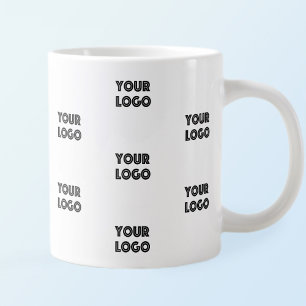 Caneca De Café Grande Seu Logotipo Simples Logotipo Repetitivo   Branco