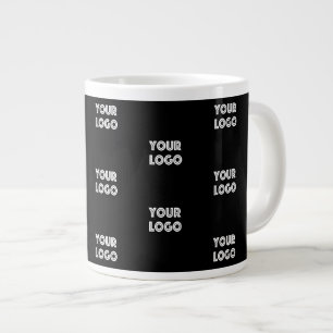 Caneca De Café Grande Seu Logotipo Simples Logotipo Repetitivo   Preto